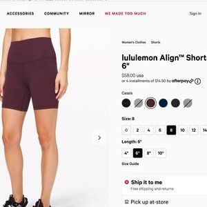 Lululemon Align Short 6"